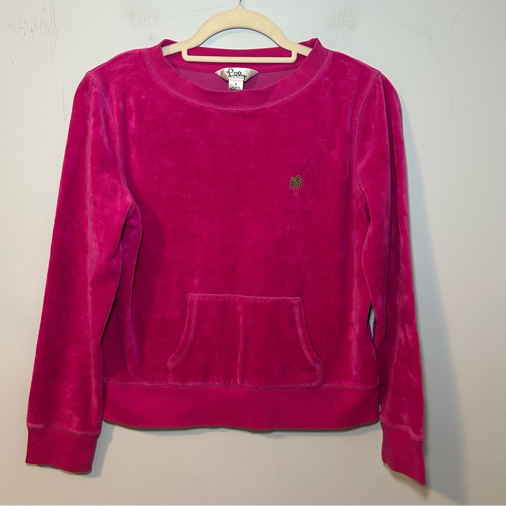 Lilly Pulitzer Pink Velour Pull-Over Sweater Size Small